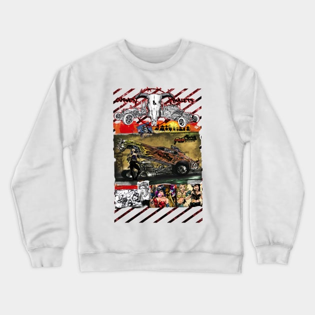 curves and bullets "bloody saphos" funny car Crewneck Sweatshirt by Roloworld nyc